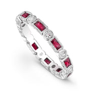 BEVERLY K 18K White Gold Ruby and Diamond Eternity Band